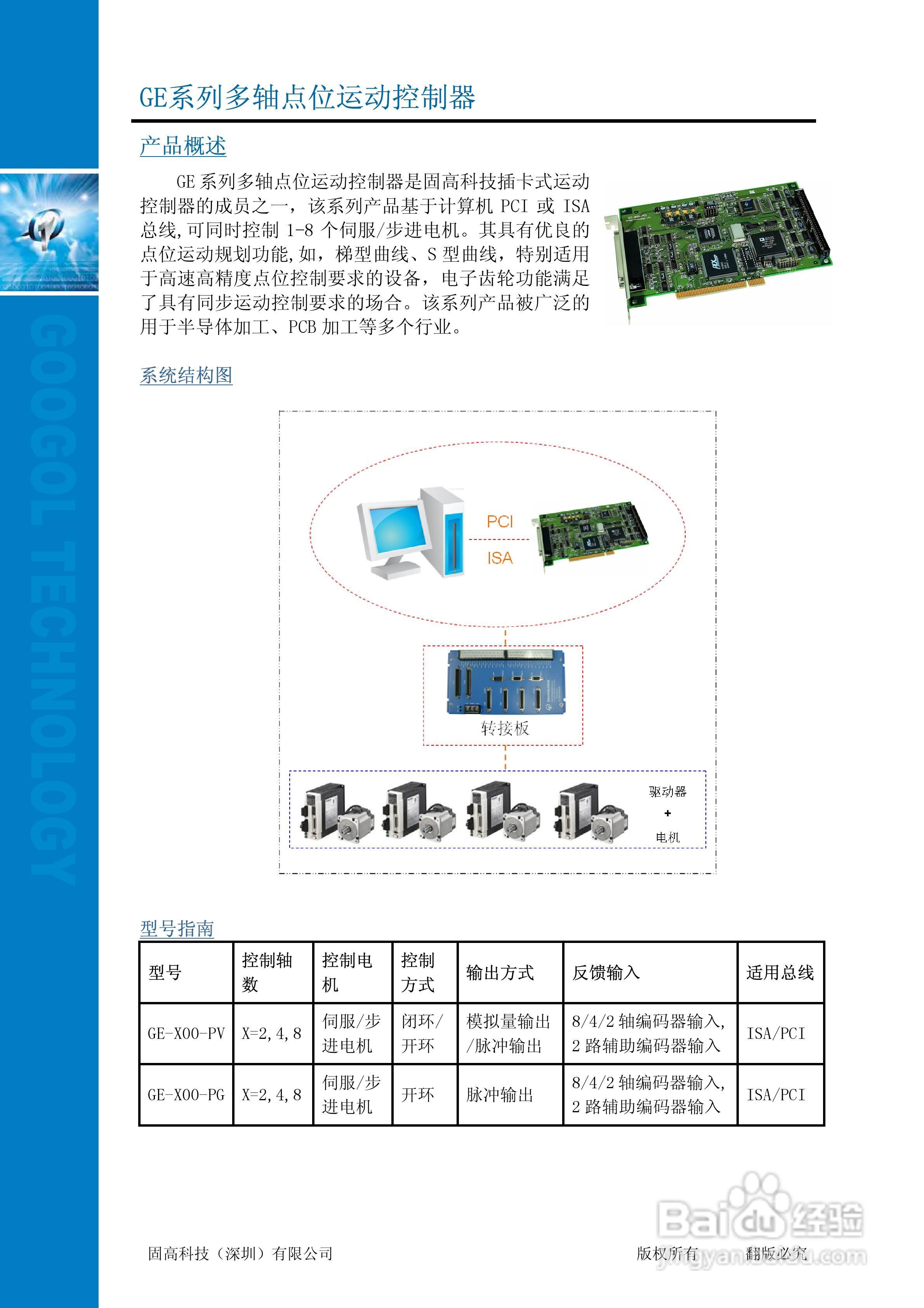 googol-固高ge系列多軸點位運動控制器