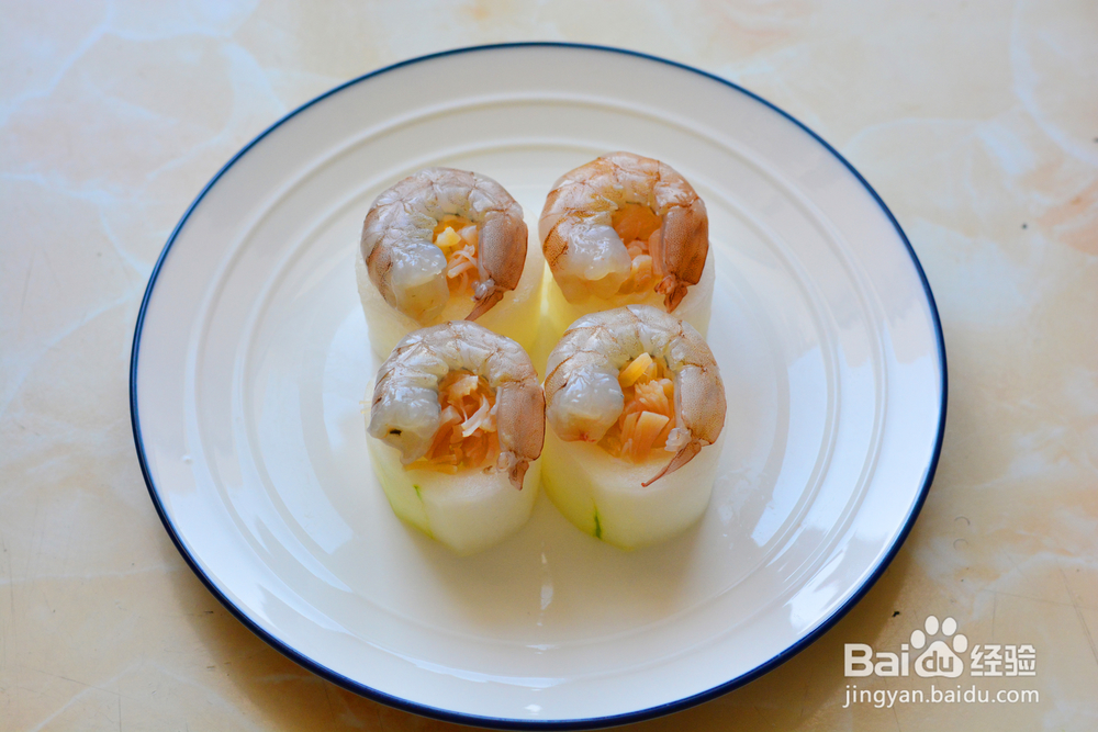 鲜虾瑶柱蒸冬瓜海鲜美食教程