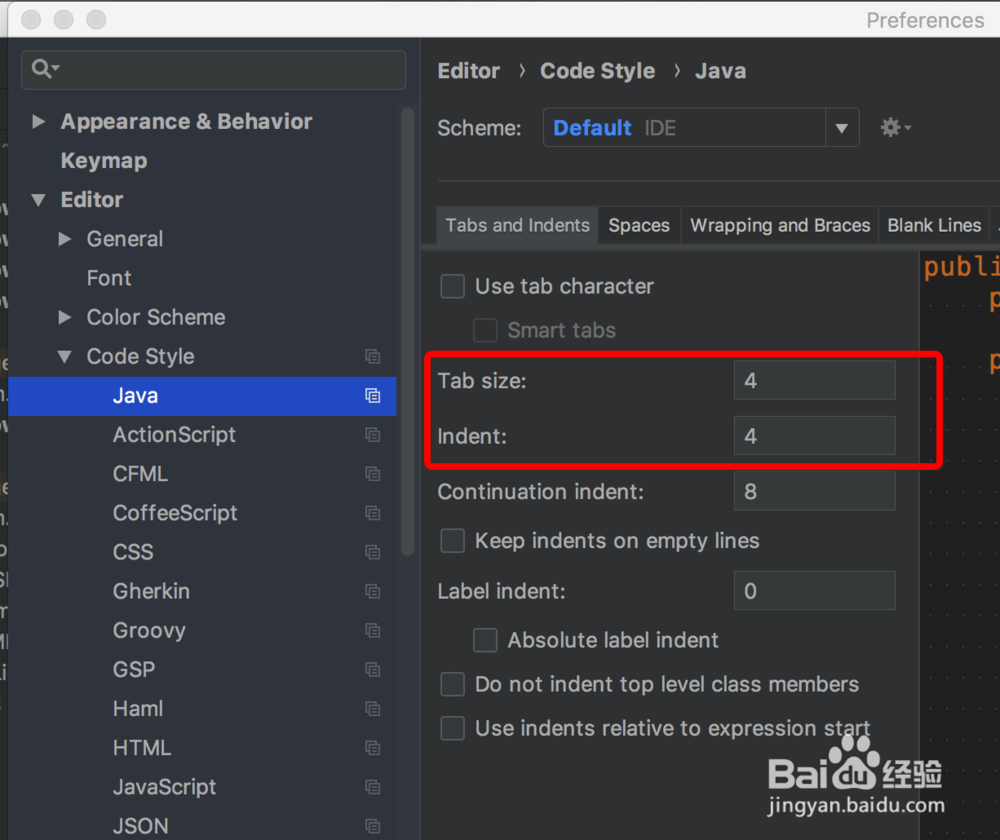 intellij idea如何配置java代码tab和缩进格式