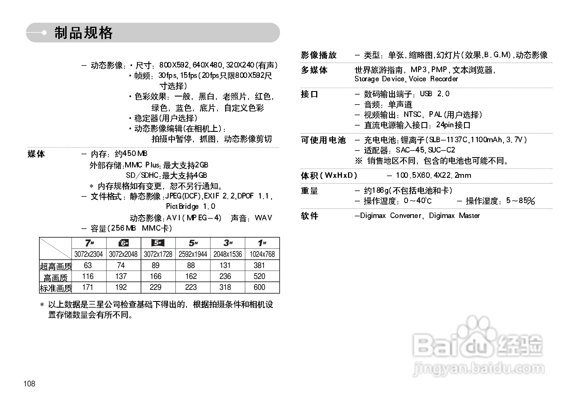三星I7数码相机使用说明书:[11]
