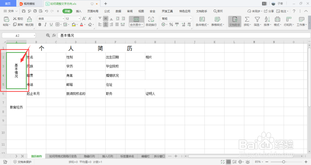 excel如何调整字体的方向？