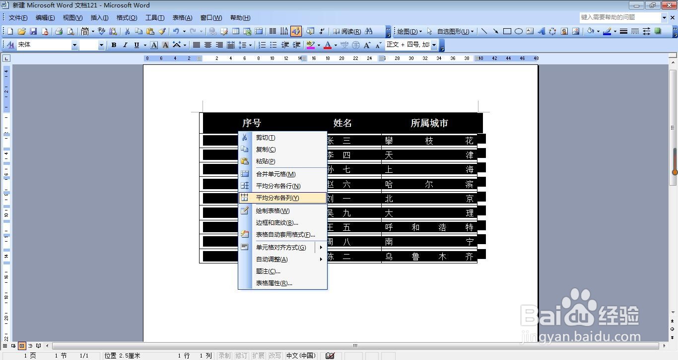 设置表格列宽平均分布