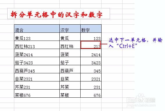如何拆分单元格中的文字和数字