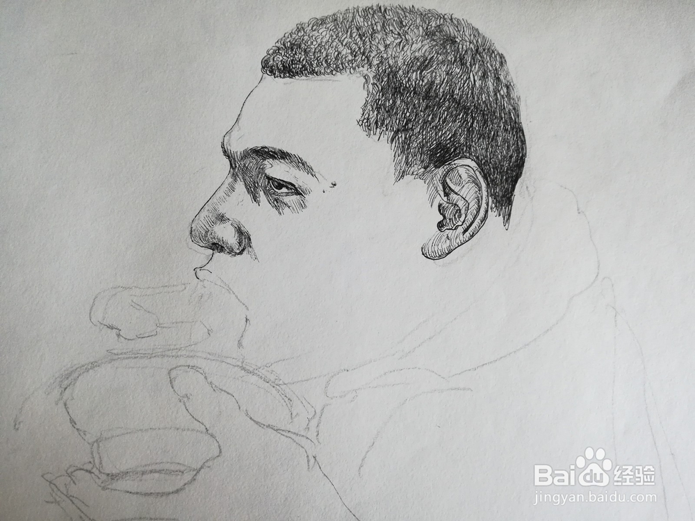 怎么画线面男生头像,线描头像