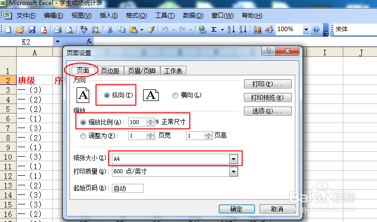 电子表格如何进行页面设置