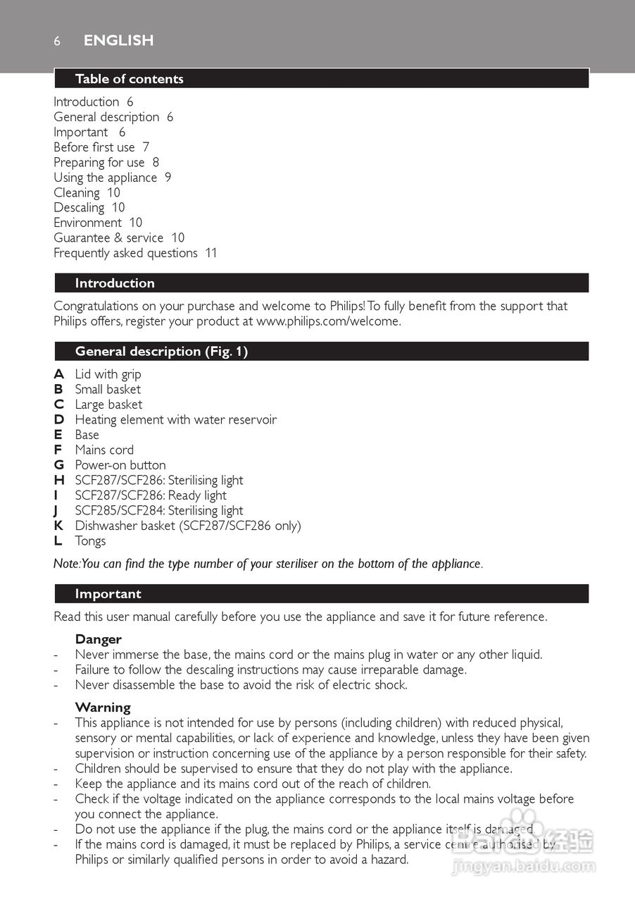 PHILIPS SCF285电子蒸汽消毒锅说明书:[1]