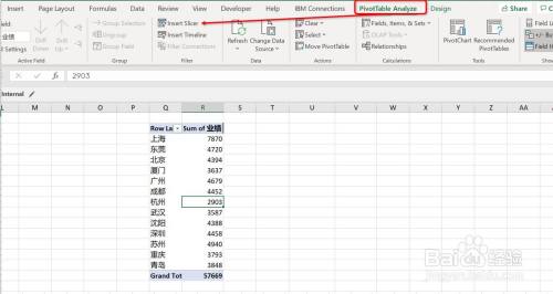 Excel的数据透视表怎么样插入切片器
