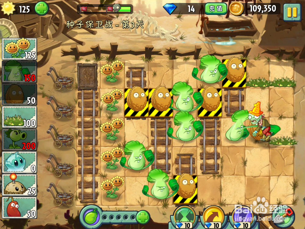 植物大战僵尸2 狂野西部 种子保卫战第三天 菜问