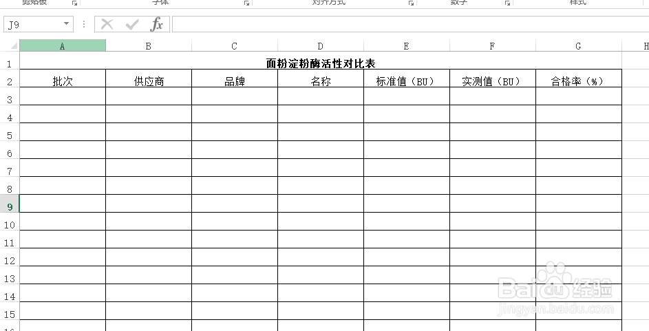 使用Excel怎样创建面粉淀粉酶活性对比表