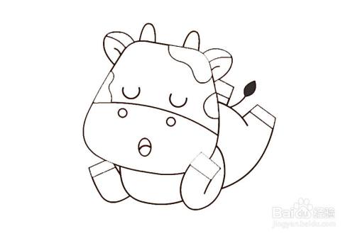 睡觉的小奶牛的简笔画