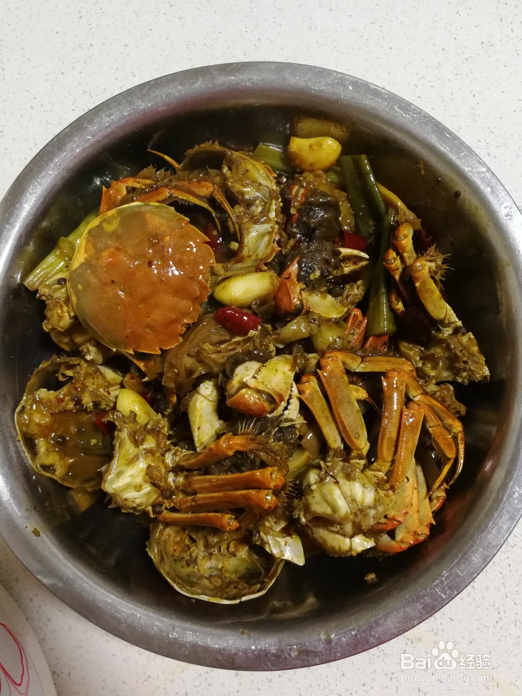自己做香辣大闸蟹海鲜美食