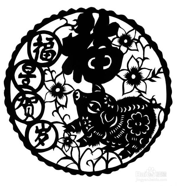 猪年窗花剪纸教程