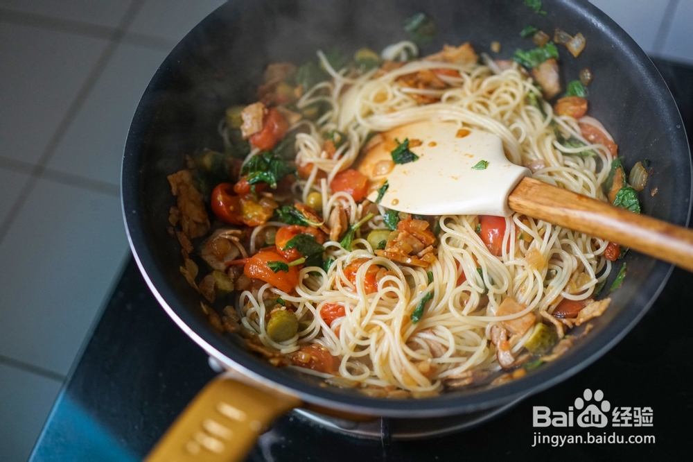 香浓的培根酸豆薄荷天使面