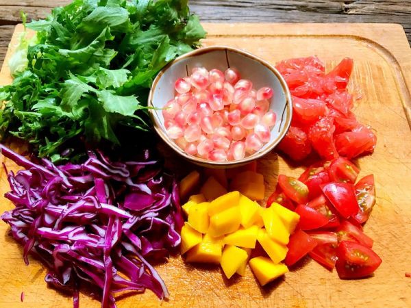 西柚石榴鲜虾沙拉