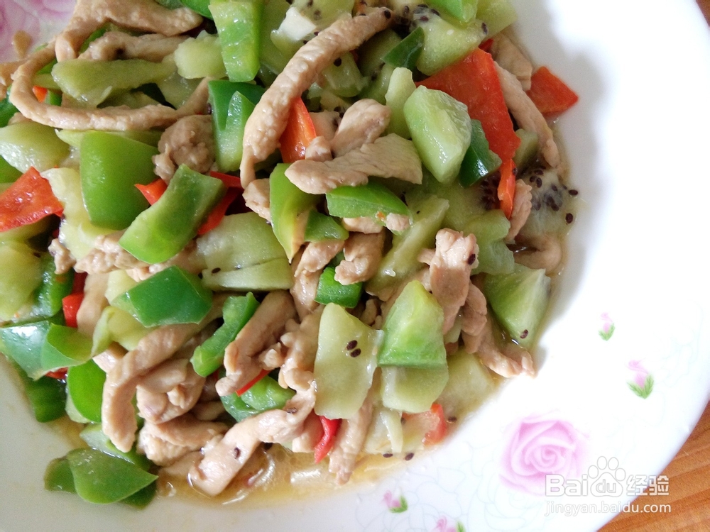 奇异果炒绿椒鸡丝