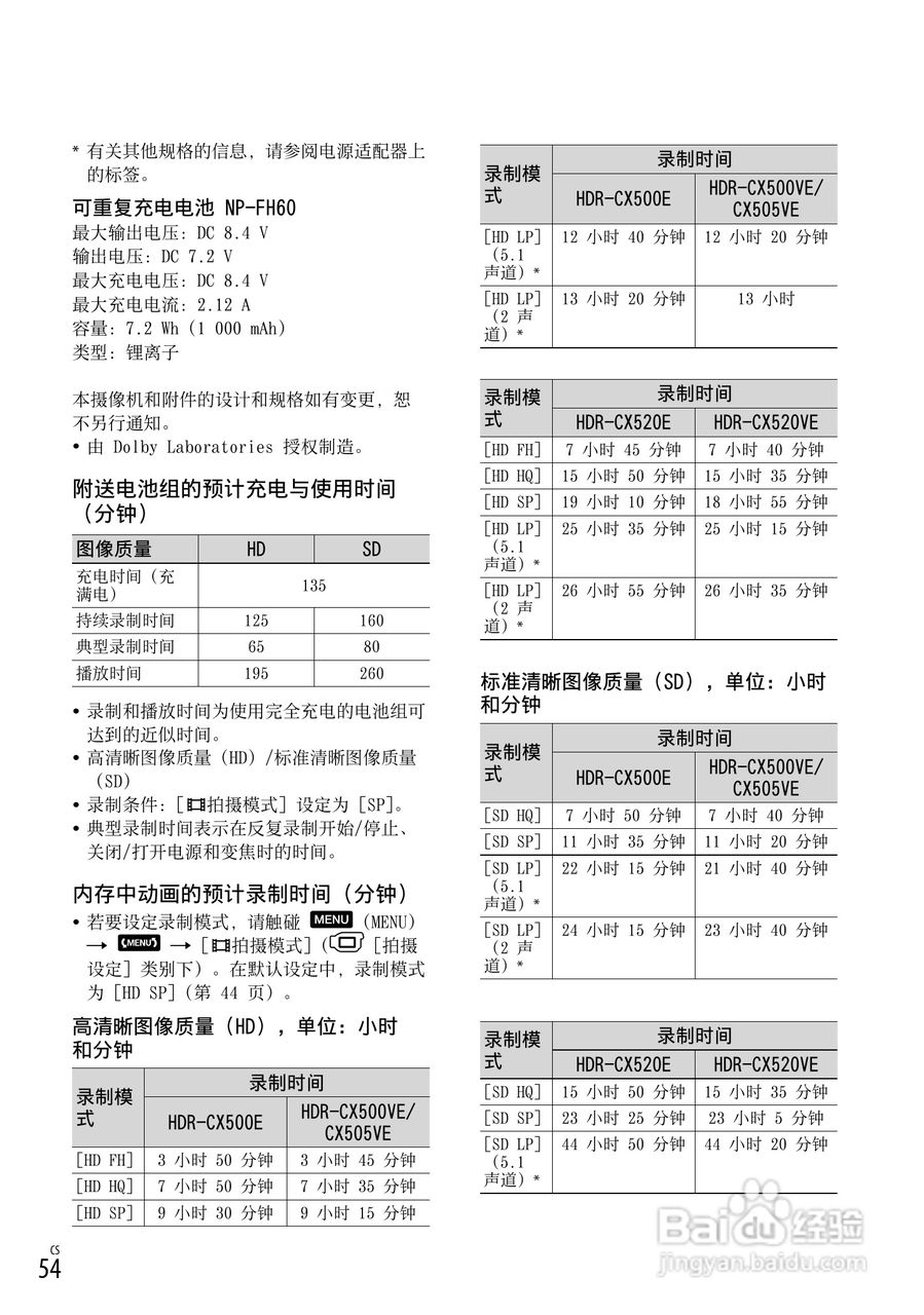 索尼HDR-CX520E型数码摄像机使用说明书:[6]