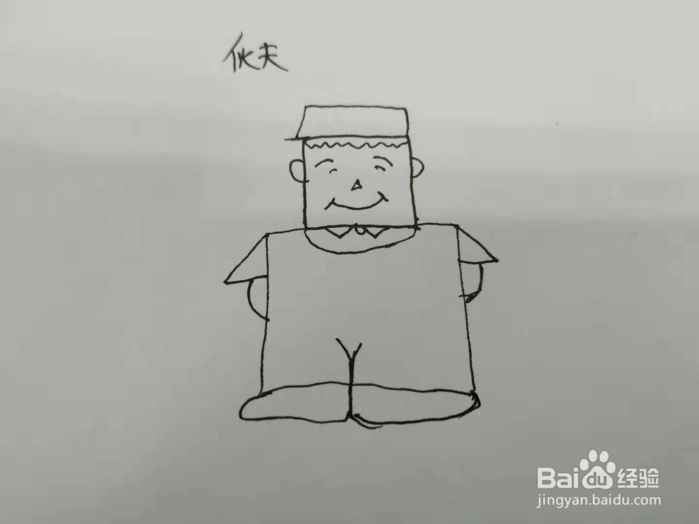 做饭的伙夫简笔画怎么画，怎么画胖胖的厨子？