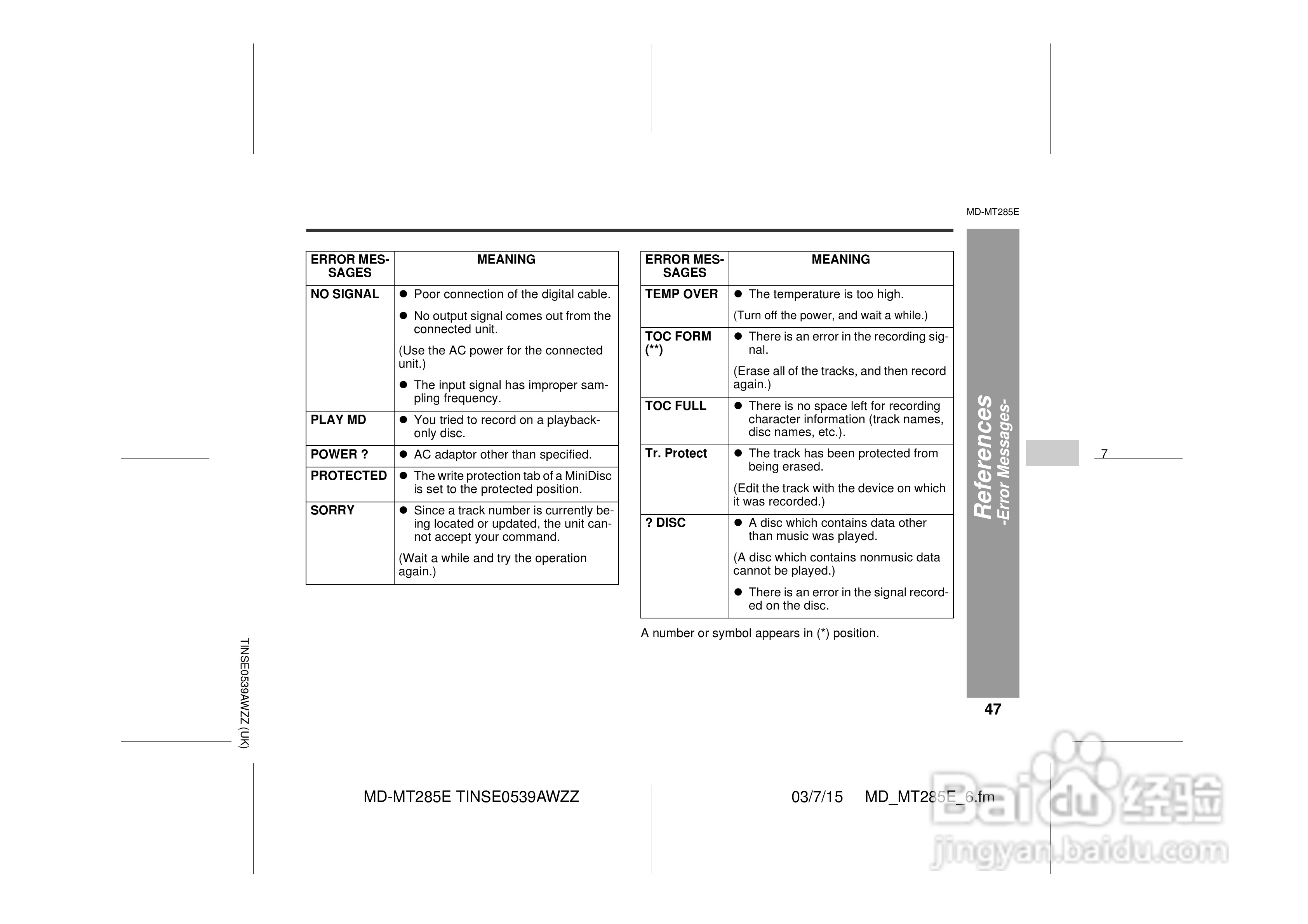 夏普MD-MT285E数码影音使用说明书:[5]