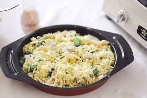 海鲜蘑菇焗白酱意面