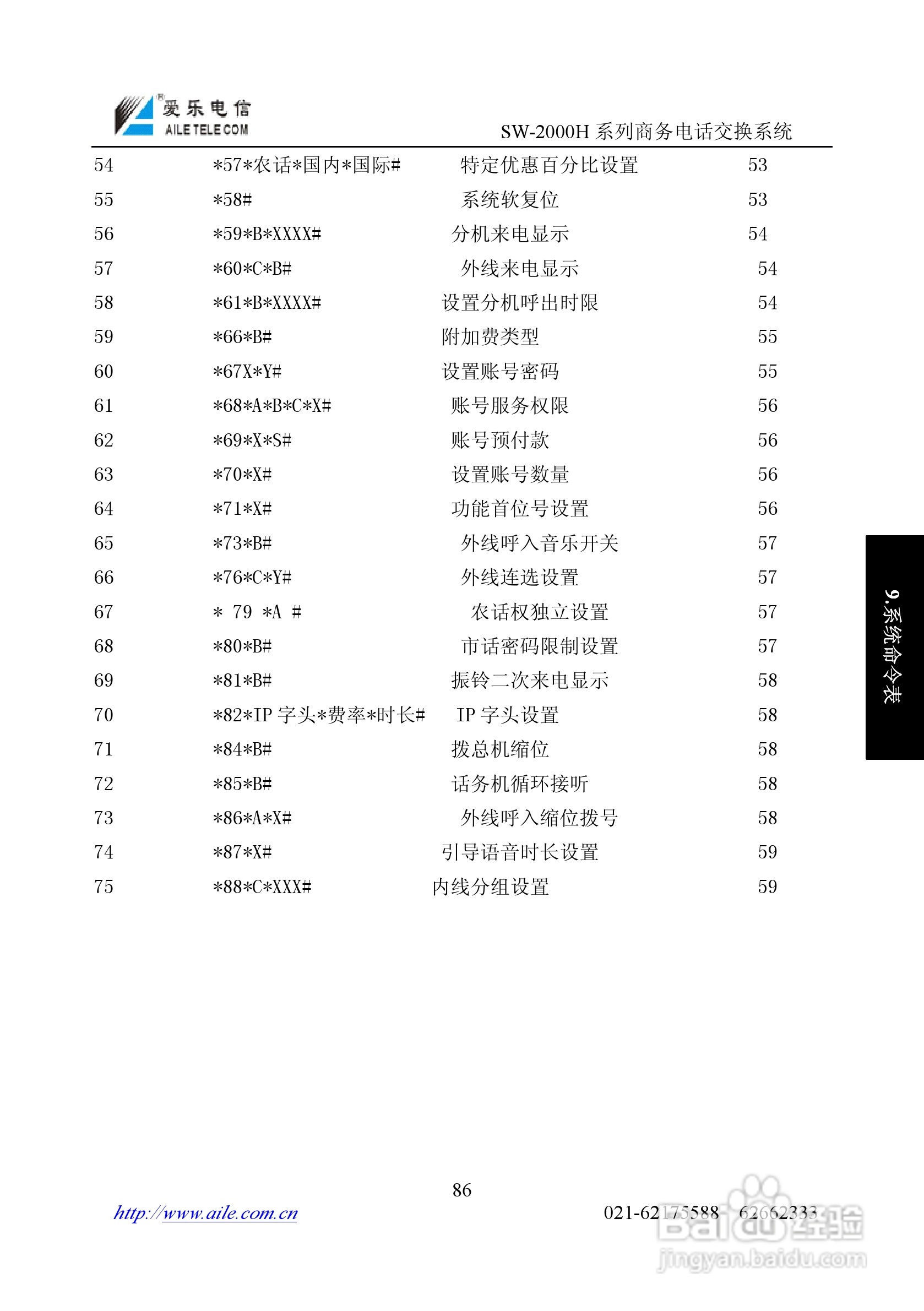 SW-2000H系列程控用户电话交换机操作说明书:[9]