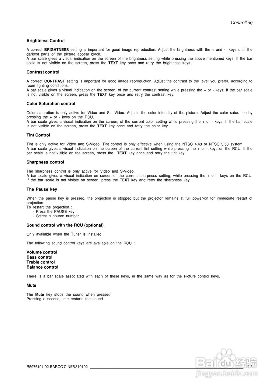 Barco巴可 Cine 5投影机说明书:[2]