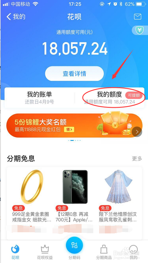 支付宝如何查看花呗额度