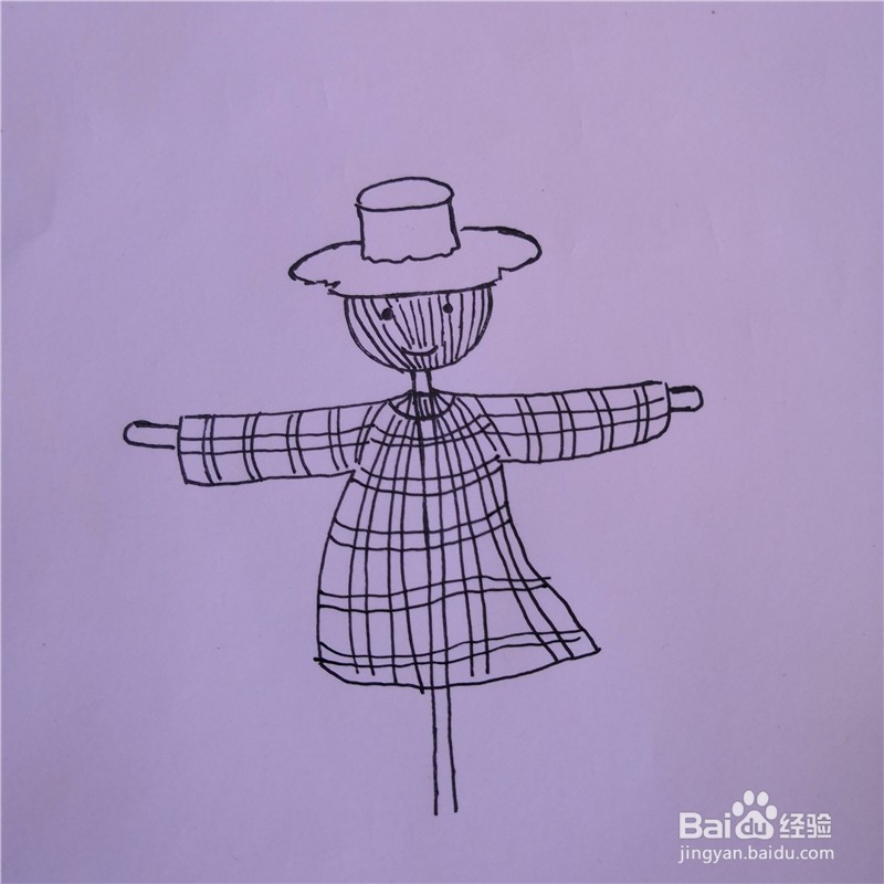 怎么画稻草人的简笔画?