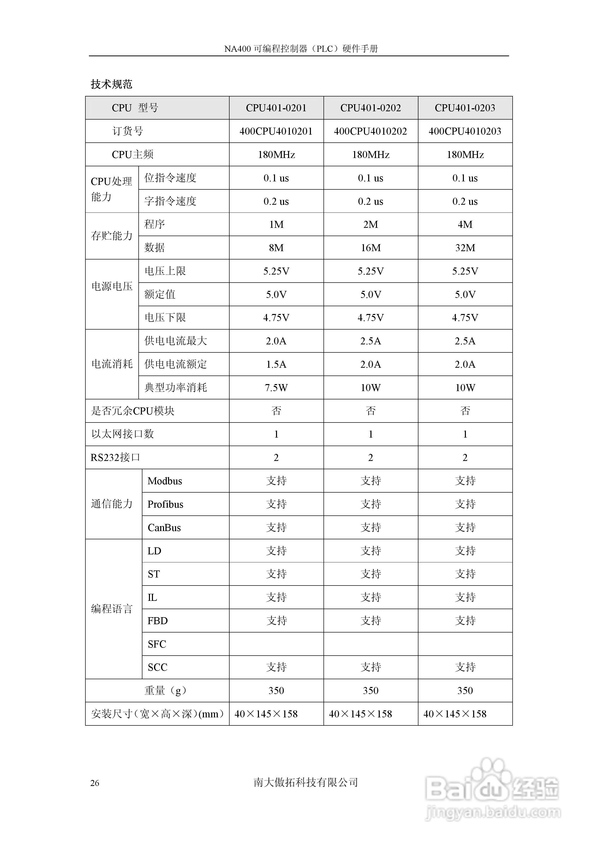 傲拓NA400可编程控制器硬件手册V1.8:[3]