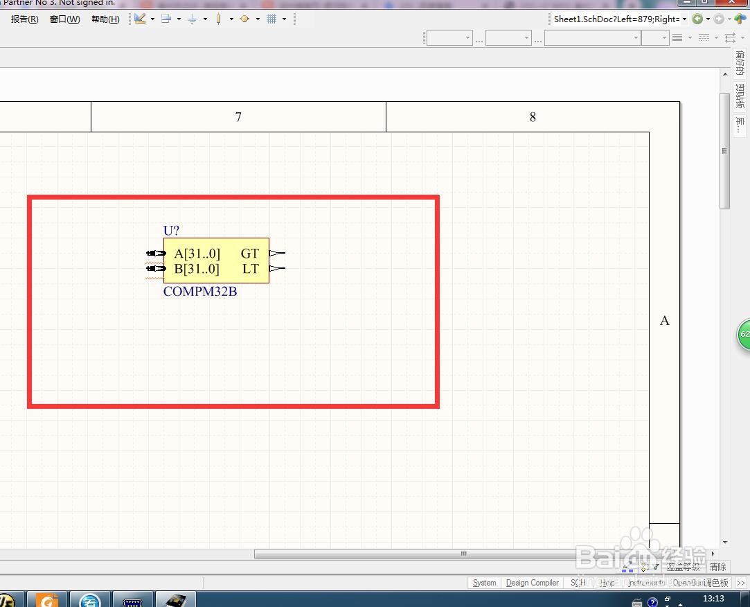 如何在AD中放置32位总线幅度比较器？