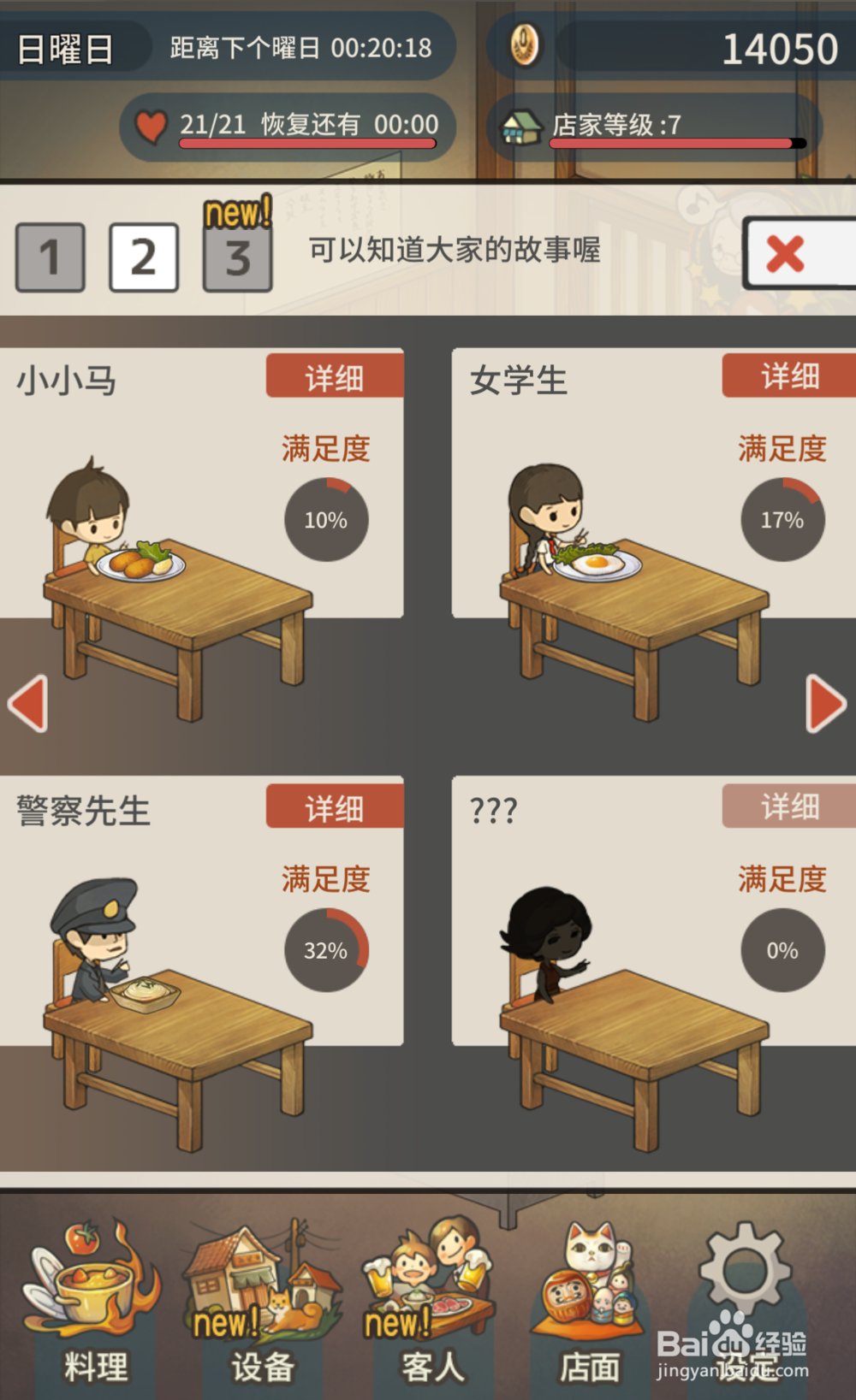 众多回忆的食堂故事——人物故事攻略