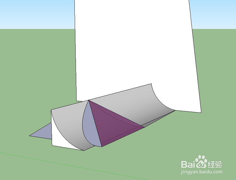 sketch up里不用插件怎么做出曲面屋顶?