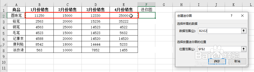 EXCEL表格怎么插入迷你图