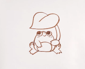 儿童简笔画——在荷叶下躲雨的小青蛙怎么画