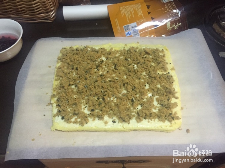 海苔肉松蛋糕卷的做法
