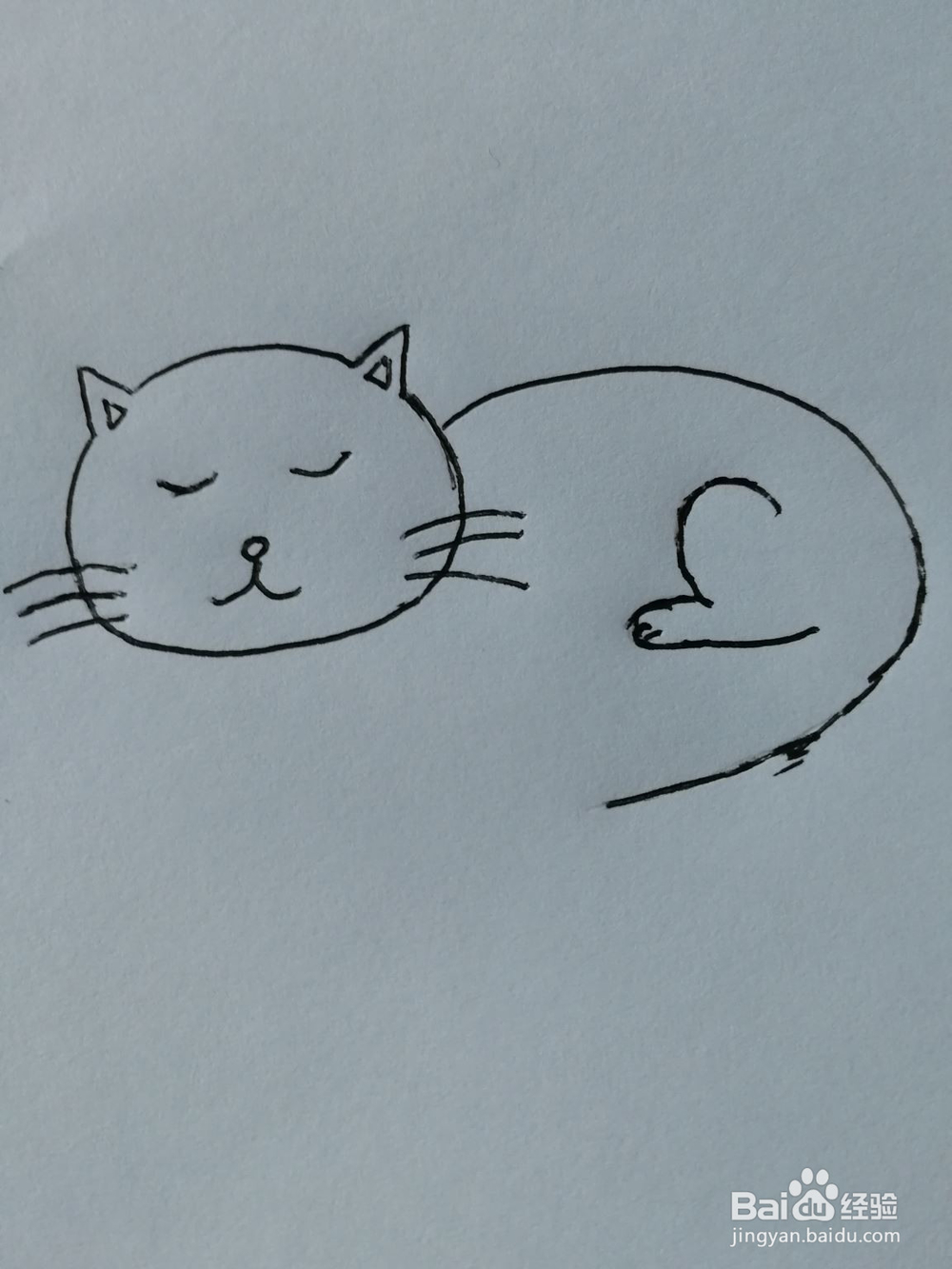 如何画一个简单的爱打盹的小花猫