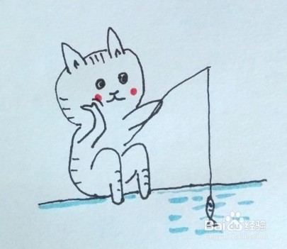 <b>儿童简笔画：教你怎么画小猫钓鱼</b>