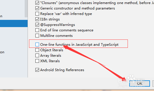 IntelliJ IDEA关闭javascript和typescr单行函数