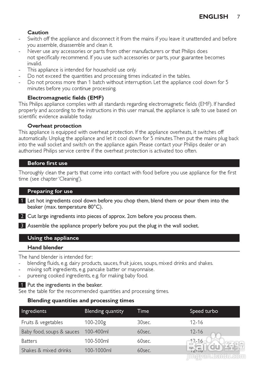 飞利浦HR1611手持式搅拌机使用说明书:[1]