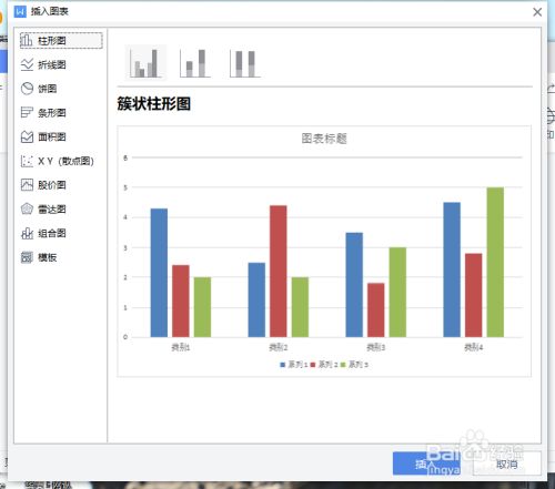 wps里面怎么插入簇状柱形图