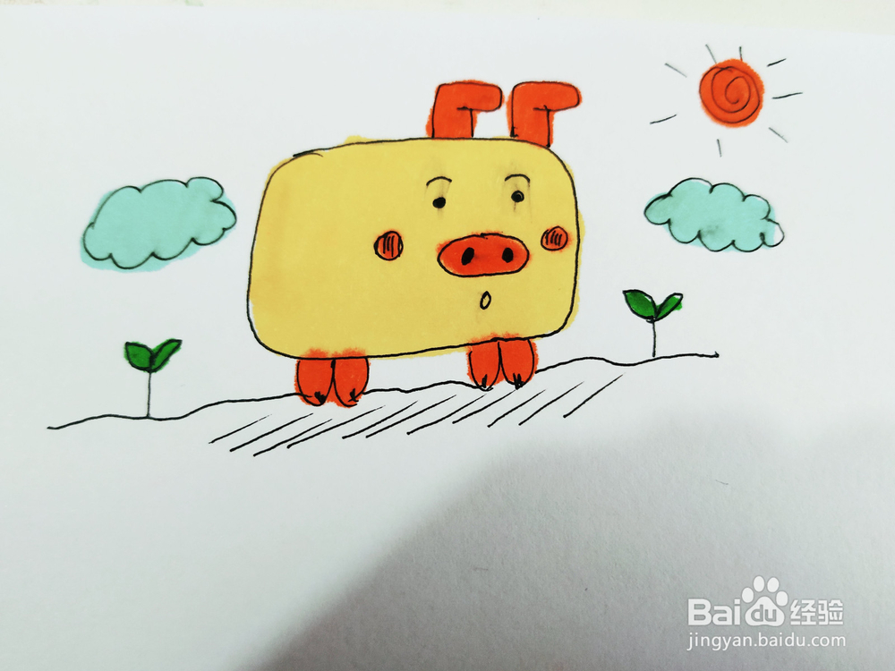 怎么用长方形画一只可爱的二师兄