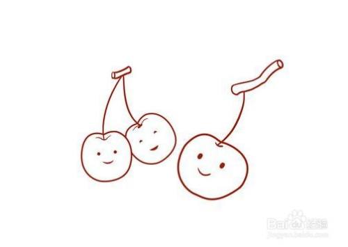 儿童简笔画-卡通樱桃的简笔画法