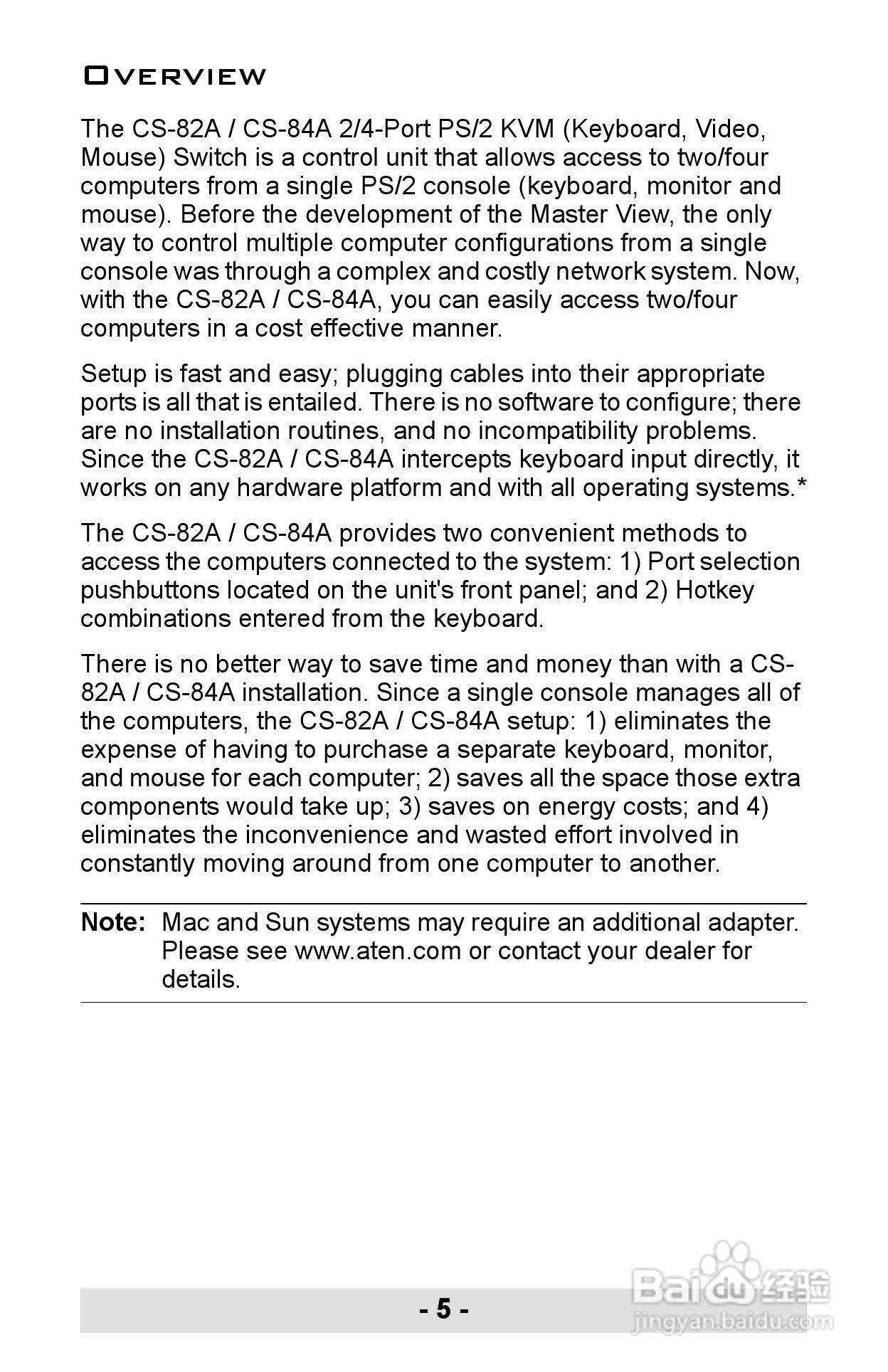 宏正CS-84A型多电脑切换器说明书