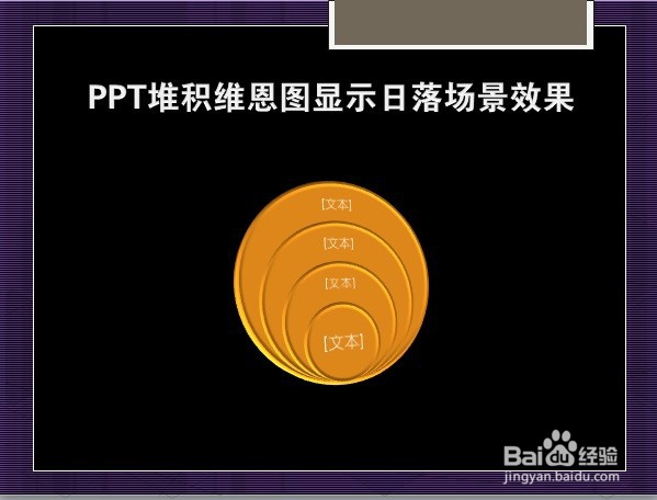 PPT堆积维恩图显示日落场景效果