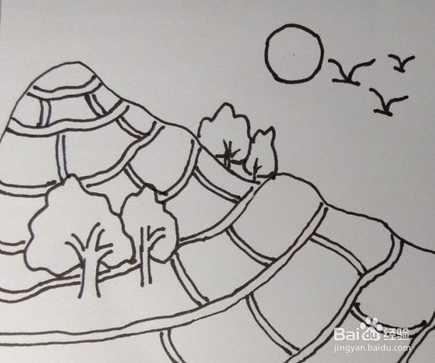 画风景画的方法、步骤。画风景画的教程（梯田）