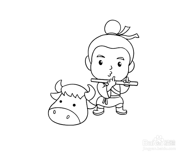 如何画卡通牛郎的简笔画