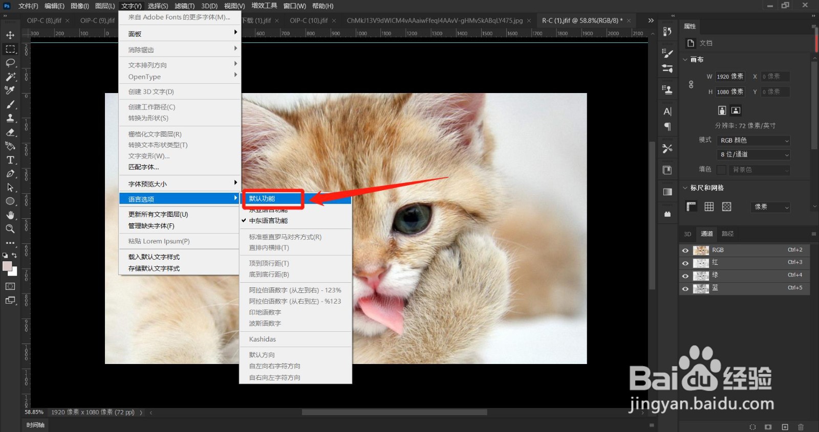 AdobePhotoshop2022如何恢复语言默认选项