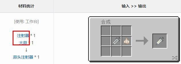 我的世界怎么做注射器