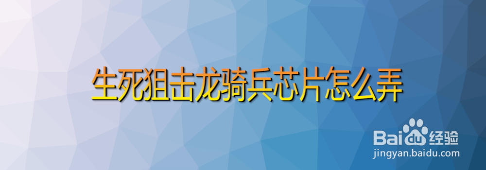 生死狙击龙骑兵芯片怎么弄