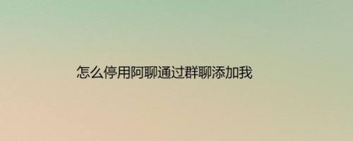 怎么停用阿聊通过群聊添加我
