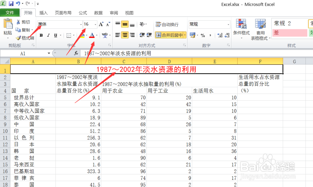 二级MS—office如何用excel分析处理水资源表